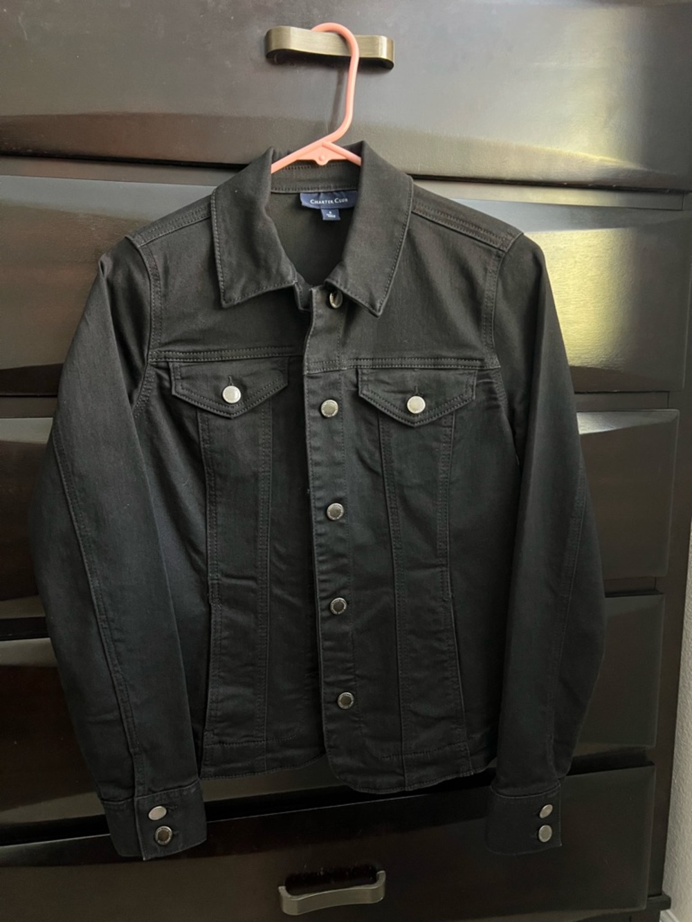 New Charter Club Black Lightweight Denim-Style Jacket